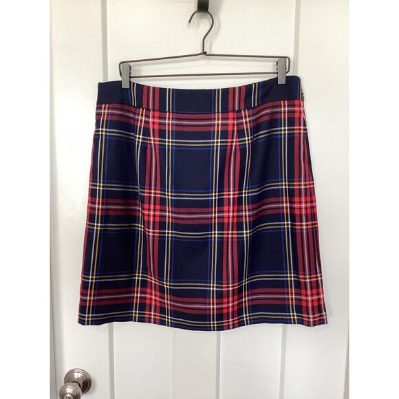 Talbots size 12 tartan A line holiday Christmas blue plaid wool blend lined - Picture 7 of 12